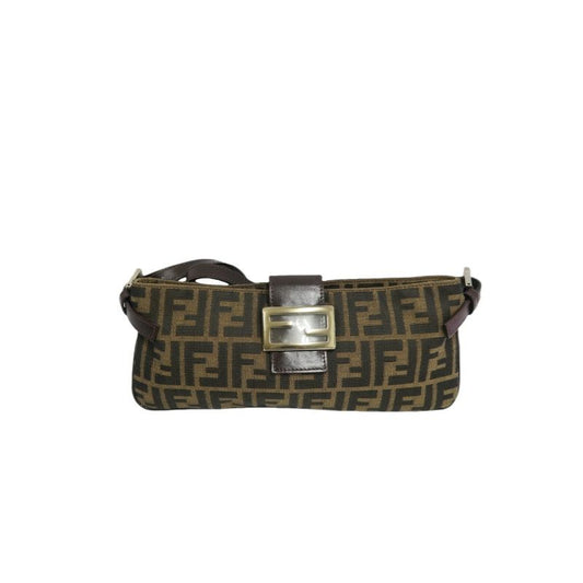 FENDI Brown Zucca Print Canvas Shoulder Bag