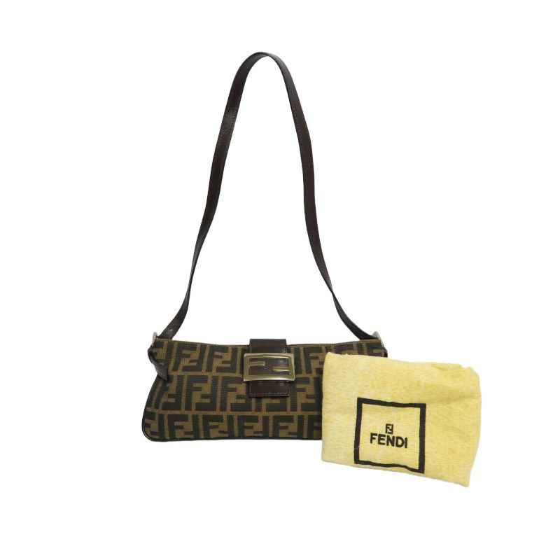 FENDI Brown Zucca Print Canvas Shoulder Bag