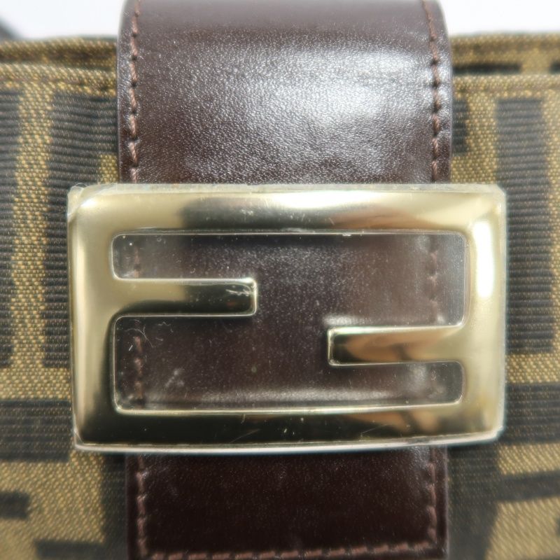 FENDI Brown Zucca Print Canvas Shoulder Bag