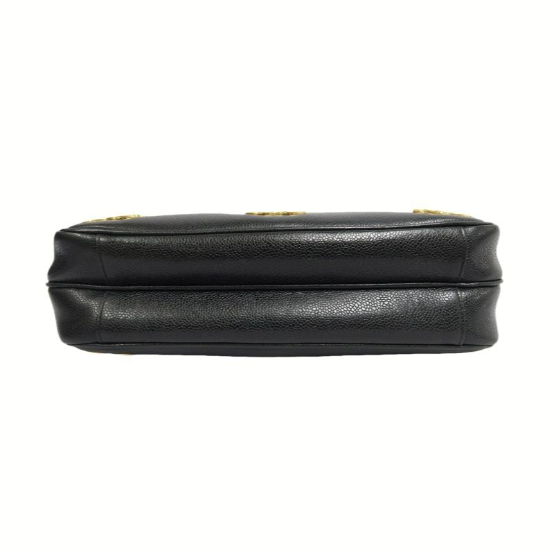 CHANEL Black Caviar Leather Triple Coco Shoulder Bag with Gold Hardware