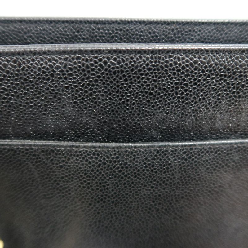 CHANEL Black Caviar Leather Triple Coco Shoulder Bag with Gold Hardware
