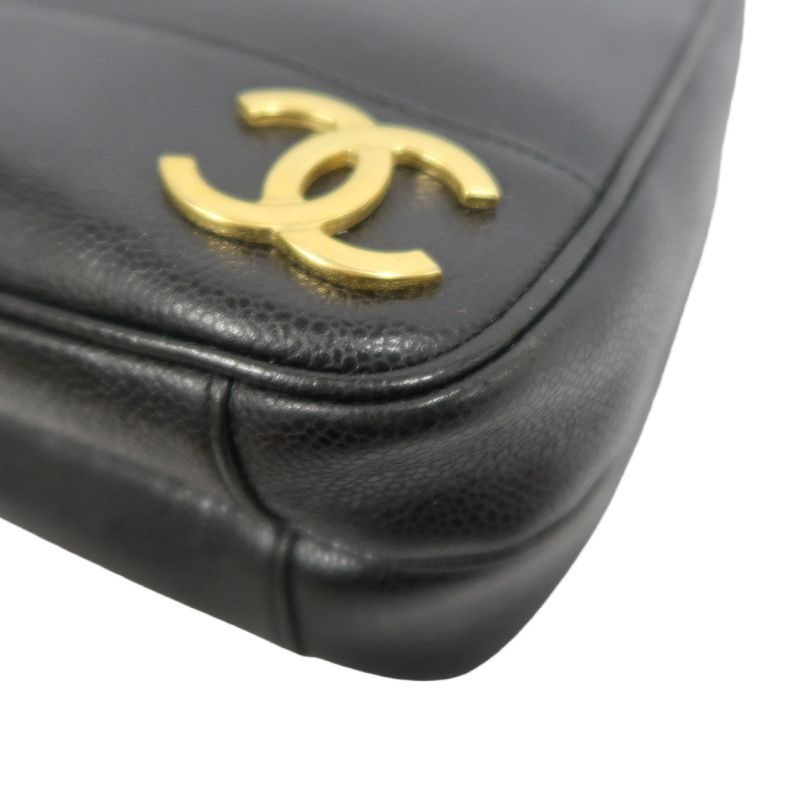CHANEL Black Caviar Leather Triple Coco Shoulder Bag with Gold Hardware