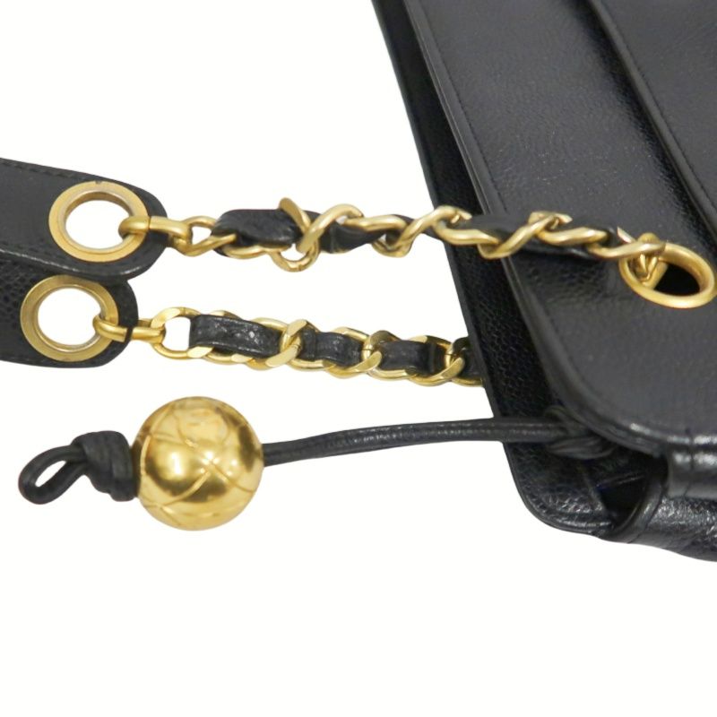 CHANEL Black Caviar Leather Triple Coco Shoulder Bag with Gold Hardware