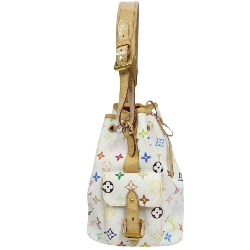 LOUIS VUITTON (LV) Multicolore Petit Noe White Drawstring Bucket Shoulder Bag
