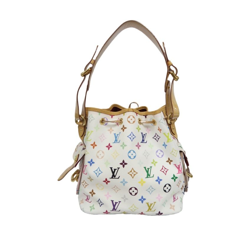 LOUIS VUITTON (LV) Multicolore Petit Noe White Drawstring Bucket Shoulder Bag