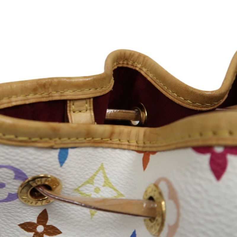 LOUIS VUITTON (LV) Multicolore Petit Noe White Drawstring Bucket Shoulder Bag