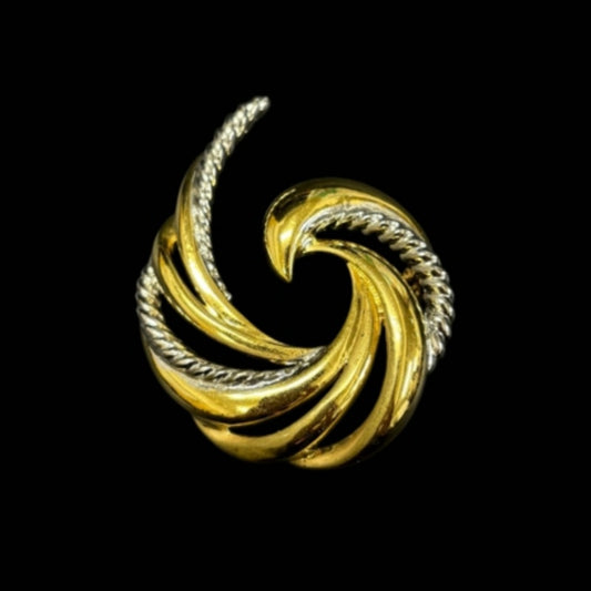 BALMAIN Brooch, Gold and Silver-Tone Hardware, Gold Alloy