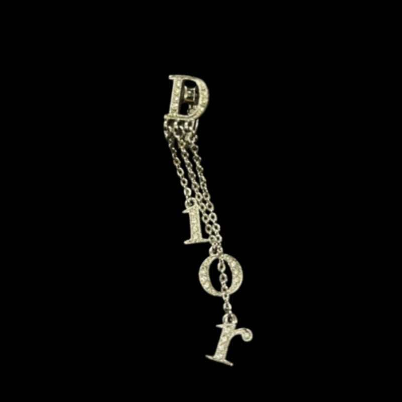 DIOR Single Earring, Silver-Tone Hardware, Silver, Alloy, Clip-On