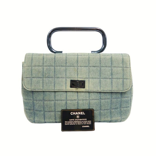 CHANEL Blue Denim Quilted Handbag, with Guarantee Card