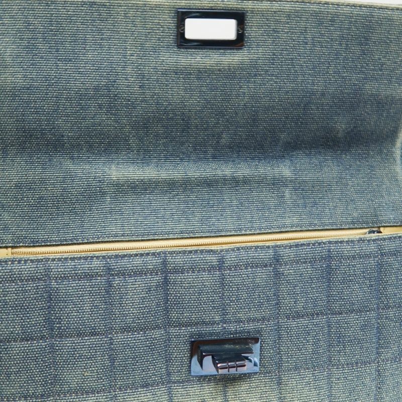 CHANEL Blue Denim Quilted Handbag, with Guarantee Card