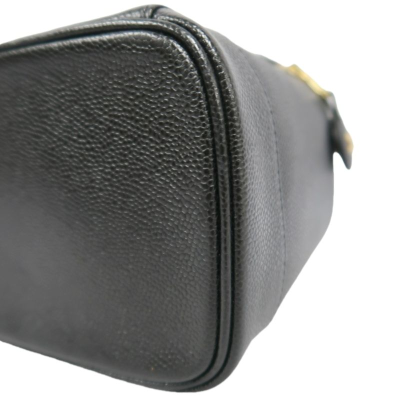 CHANEL Black Caviar Leather Vanity Pouch Handbag, with Guarantee Card & Dust Bag
