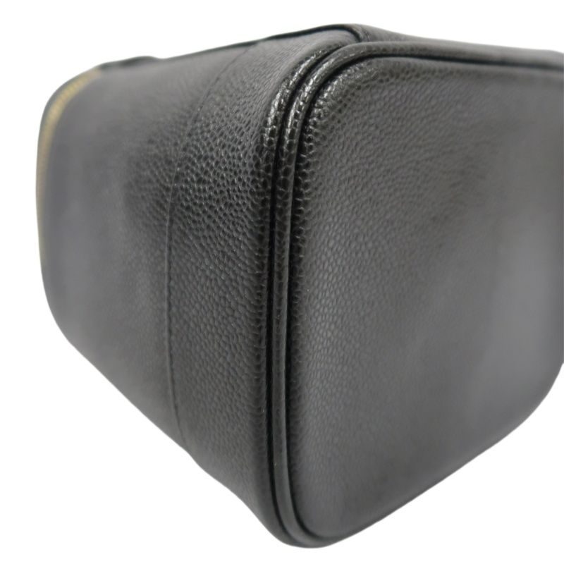 CHANEL Black Caviar Leather Vanity Pouch Handbag, with Guarantee Card & Dust Bag