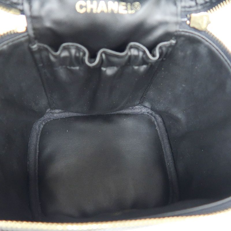 CHANEL Black Caviar Leather Vanity Pouch Handbag, with Guarantee Card & Dust Bag