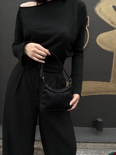 Louis Vuitton (LV) Little Boulogne, Black Denim Canvas, Horn-shaped Shoulder Bag
