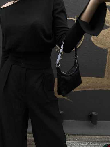 Louis Vuitton (LV) Little Boulogne, Black Denim Canvas, Horn-shaped Shoulder Bag