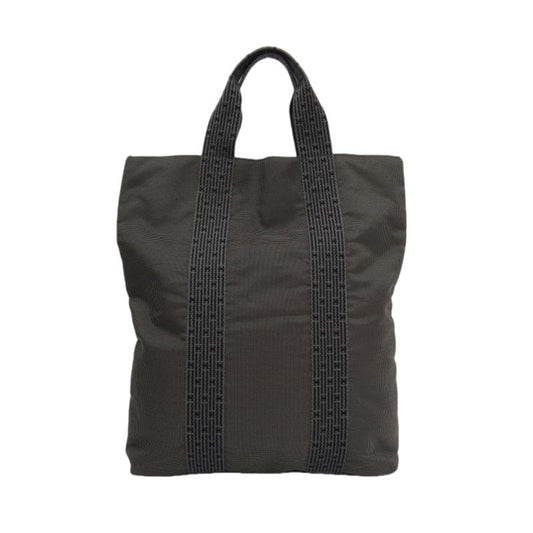 HERMES Cabas Roulis Handbag in Grey Canvas