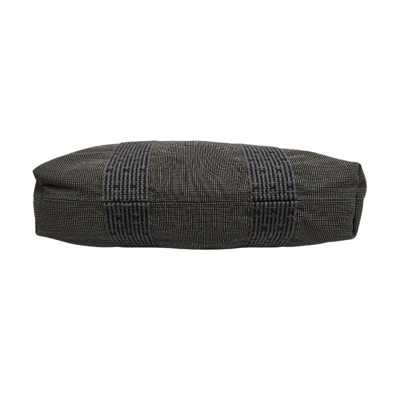 HERMES Cabas Roulis Handbag in Grey Canvas