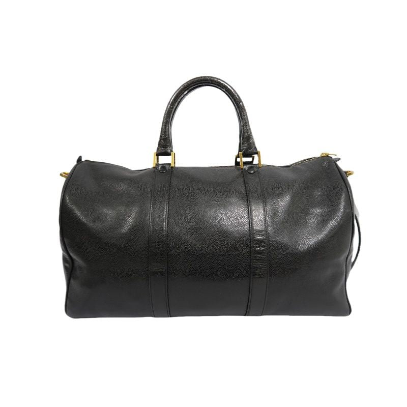 CHANEL Coco Mark 2-Way Boston Bag Black Caviar Leather with Gold Hardware