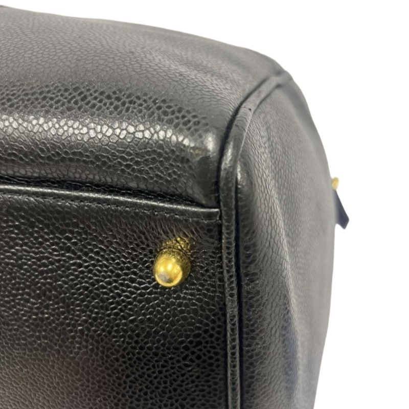 CHANEL Coco Mark 2-Way Boston Bag Black Caviar Leather with Gold Hardware