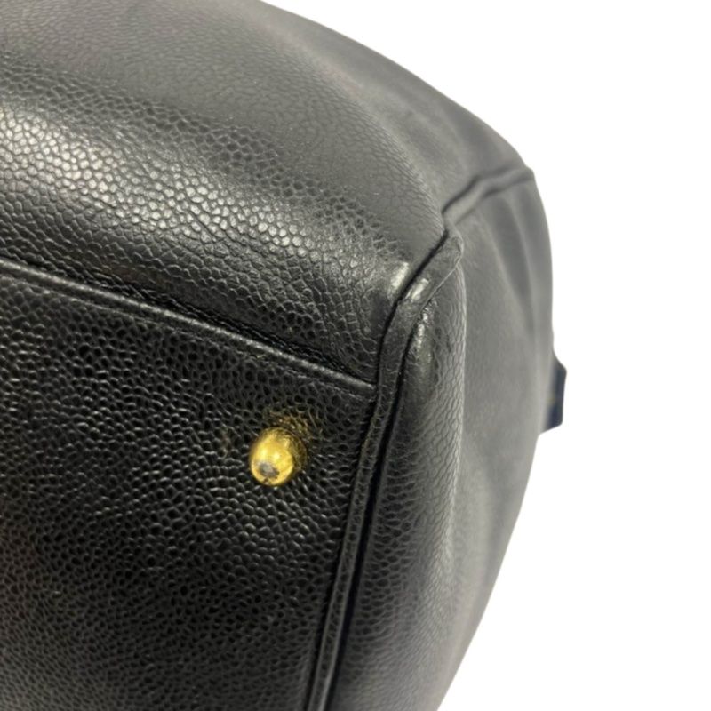 CHANEL Coco Mark 2-Way Boston Bag Black Caviar Leather with Gold Hardware