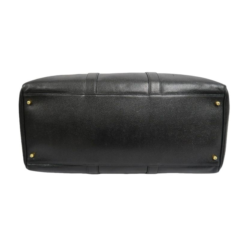 CHANEL Coco Mark 2-Way Boston Bag Black Caviar Leather with Gold Hardware