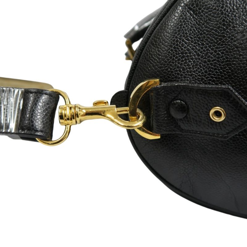 CHANEL Coco Mark 2-Way Boston Bag Black Caviar Leather with Gold Hardware