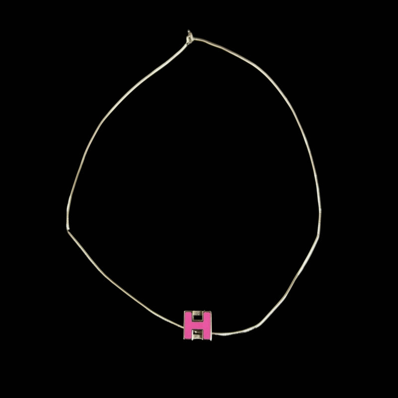 HERMES Necklace Pink Silver Color Pink Silver Hardware Old Version Chain