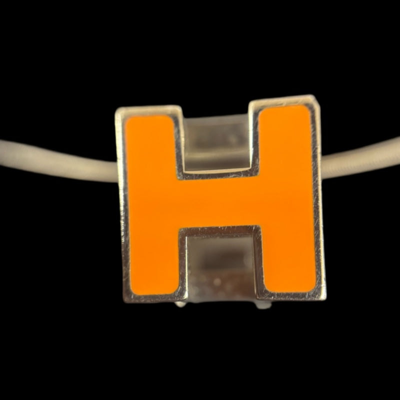 HERMES Necklace Orange Silver Old Version Chain With Box And Dust Bag