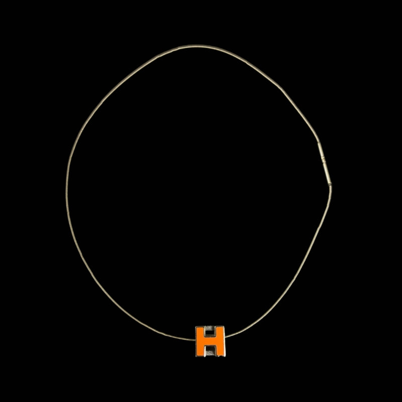 HERMES Necklace Silver Hardware Plated Orange Old Version Chain