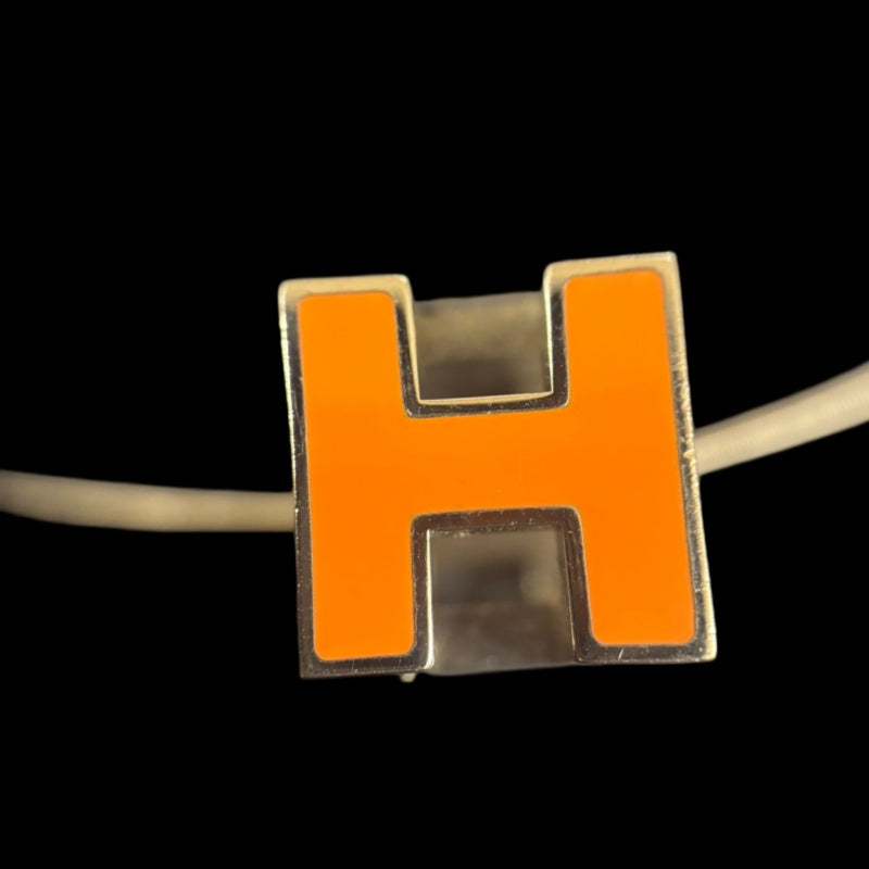 HERMES Necklace Silver Hardware Plated Orange Old Version Chain