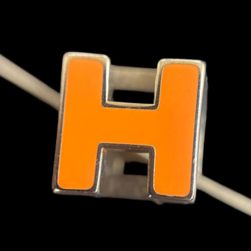 HERMES H Cube Necklace Silver/Orange With Box