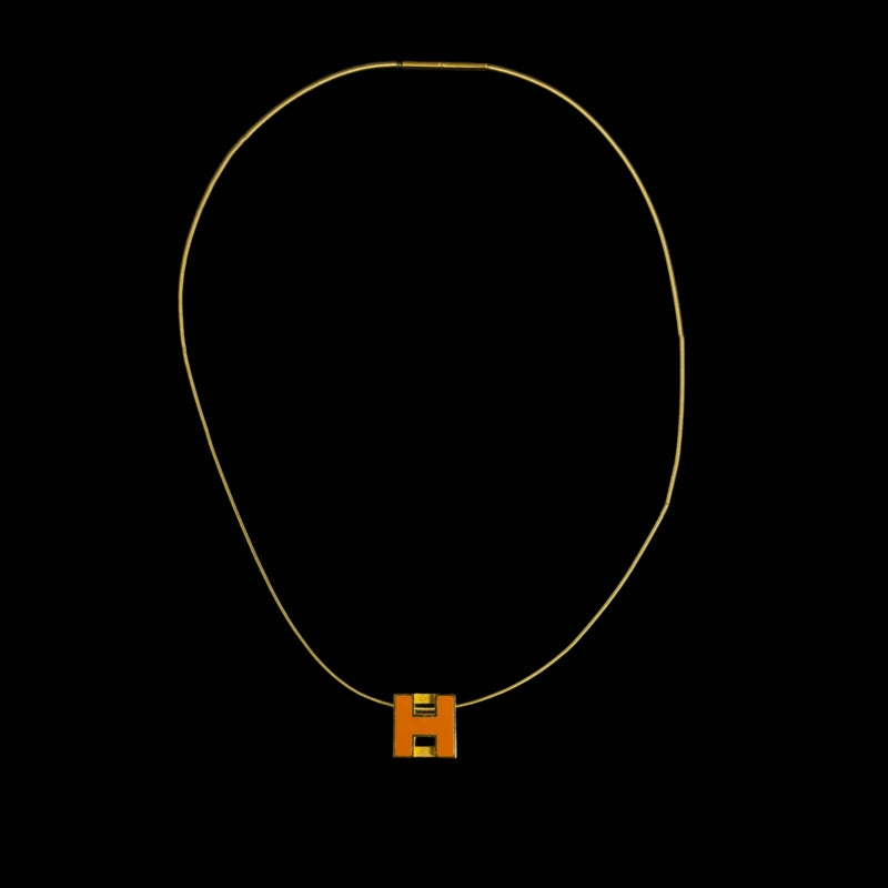 HERMES Necklace Orange Gold Color Old Version Chain With Original Box