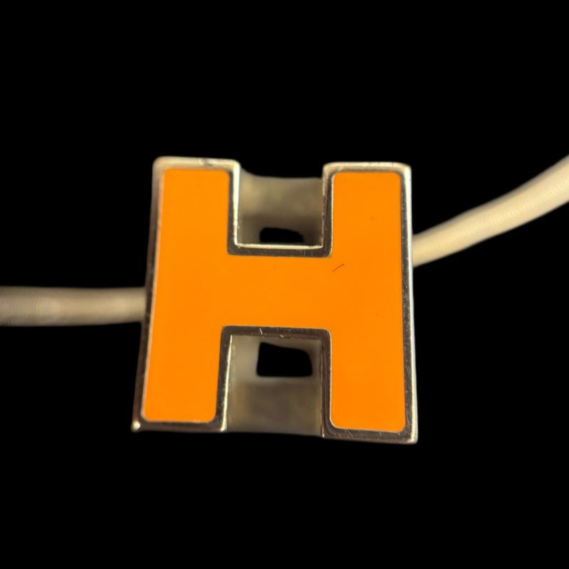 HERMES Necklace Orange Silver Color Old Version With Box