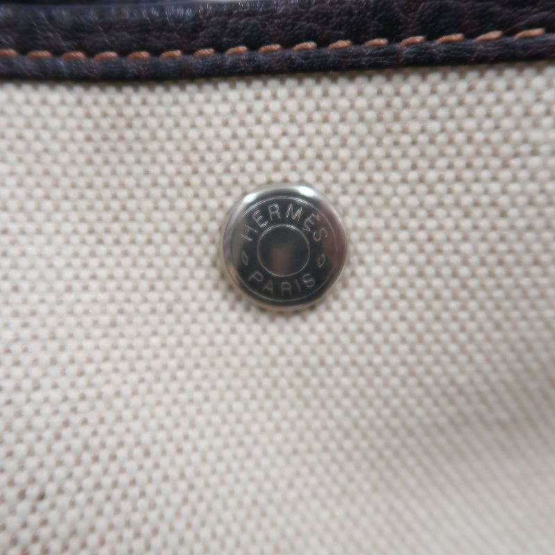 Hermes Beige Toile Ash Garden Party Tote Handbag