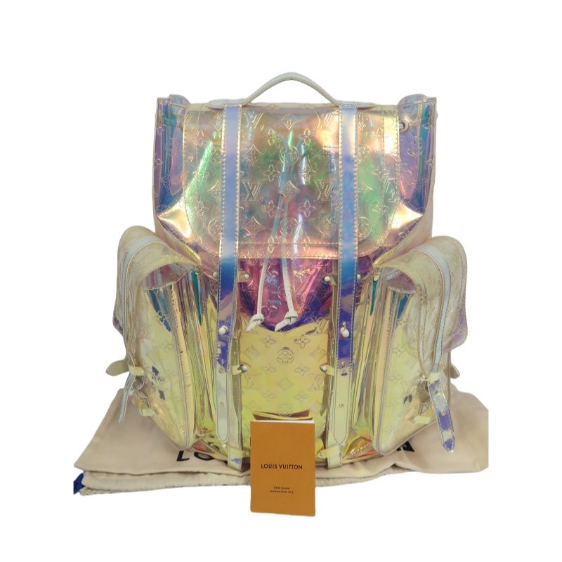 Louis Vuitton Christopher GM Backpack, Prism, Day Bag, with Dust Bag (Transparent PVC Material)