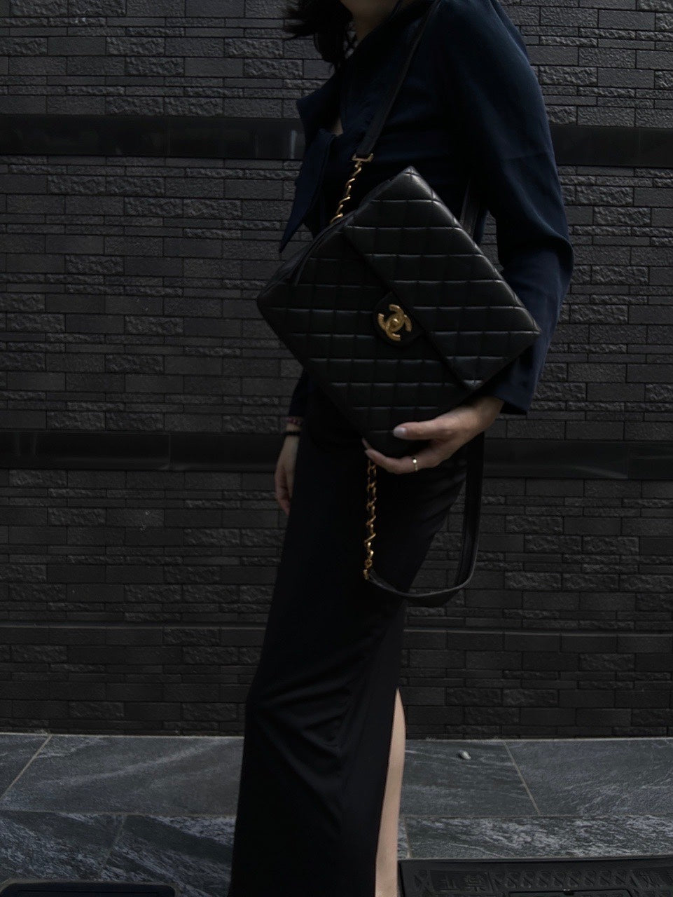 CHANEL Quilted Lambskin Backpack, Black, Gold-Tone Hardware, With Dust Bag (Fair Condition)