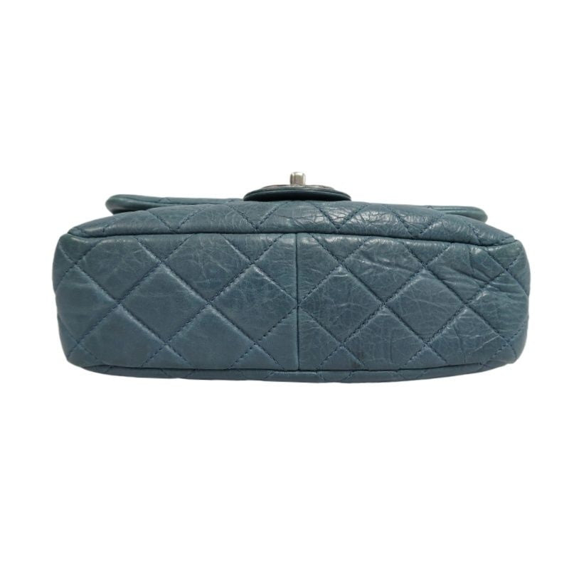 CHANEL Quilted Shoulder Bag, Waxed Leather, Blue, With Guarantee Card