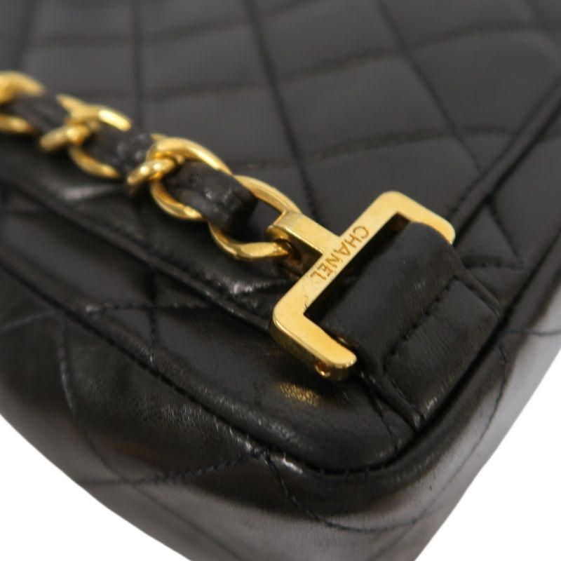 CHANEL Quilted Lambskin Backpack, Black, Gold-Tone Hardware, With Dust Bag (Fair Condition)