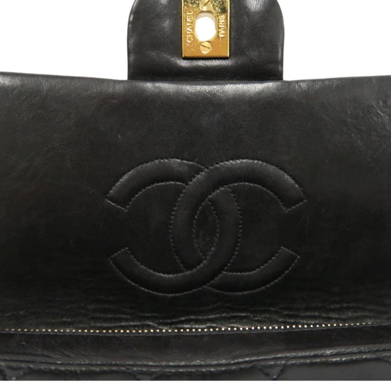 CHANEL Quilted Lambskin Backpack, Black, Gold-Tone Hardware, With Dust Bag (Fair Condition)