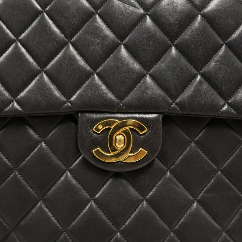 CHANEL Quilted Lambskin Backpack, Black, Gold-Tone Hardware, With Dust Bag (Fair Condition)
