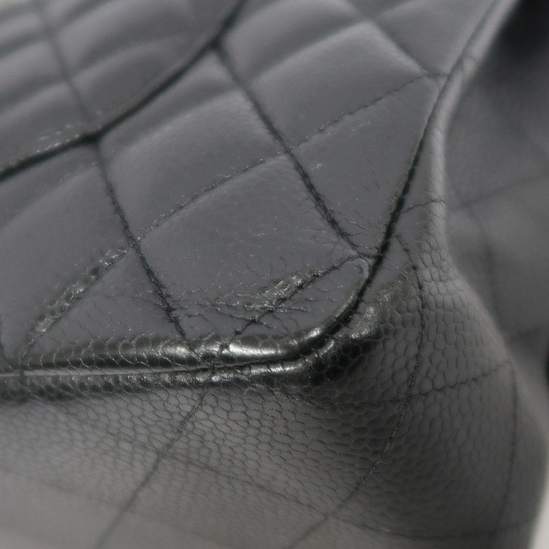 CHANEL Quilted Classic Flap Shoulder Bag, Caviar Leather, Black, Silver-Tone Hardware