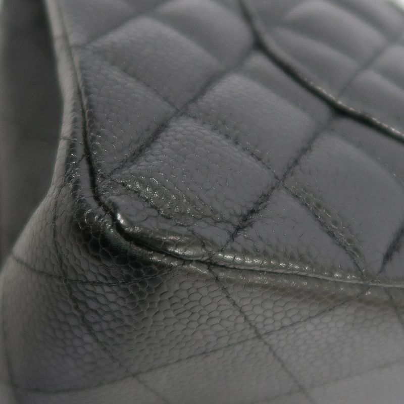 CHANEL Quilted Classic Flap Shoulder Bag, Caviar Leather, Black, Silver-Tone Hardware