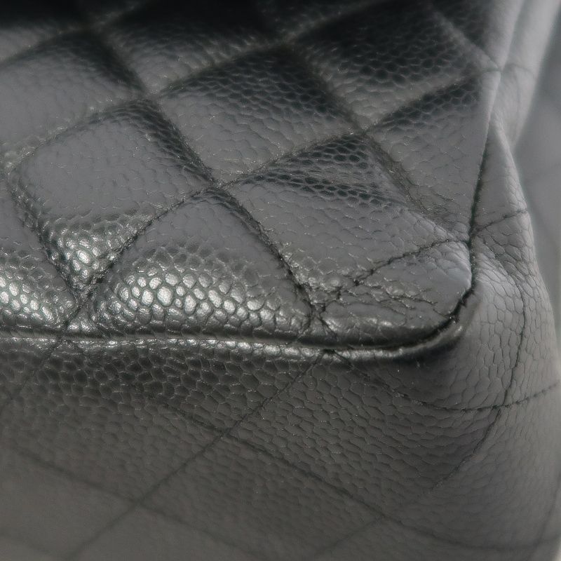 CHANEL Quilted Classic Flap Shoulder Bag, Caviar Leather, Black, Silver-Tone Hardware