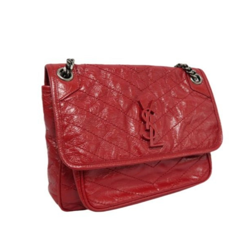 YSL Saint Laurent NIKI Shoulder Bag, Red Waxed Leather