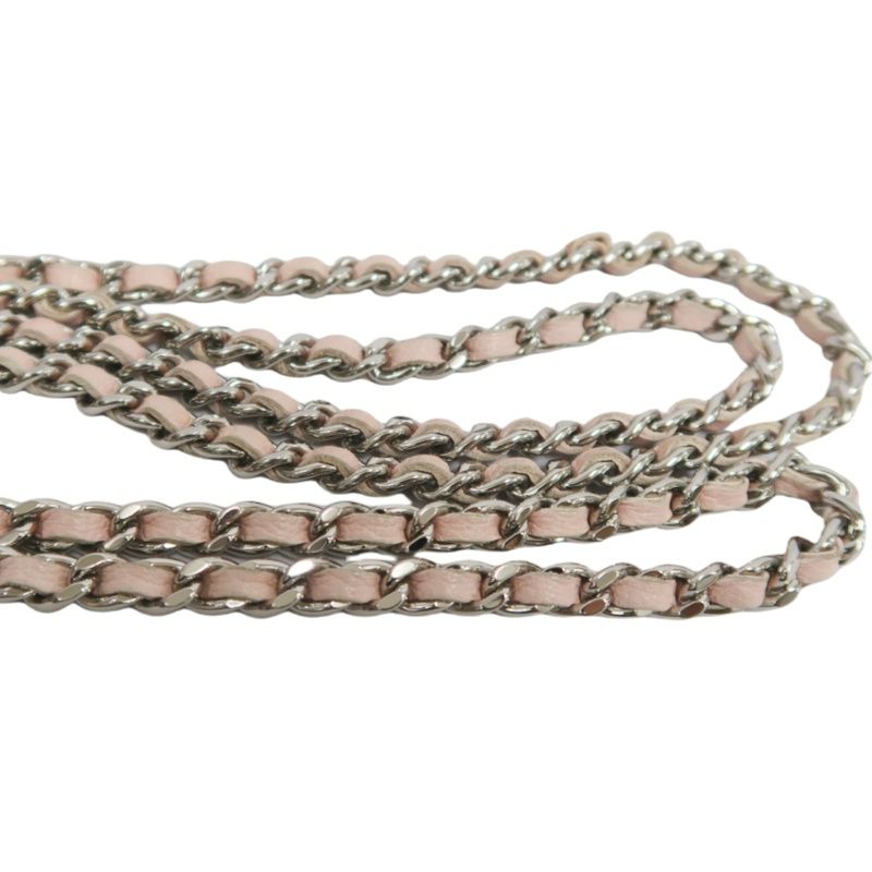 CHANEL Chain Wallet on Chain (WOC), Lambskin, Camellia Motif, Pink, Silver Hardware, Serial Number Starting with "15", Includes Dust Ba