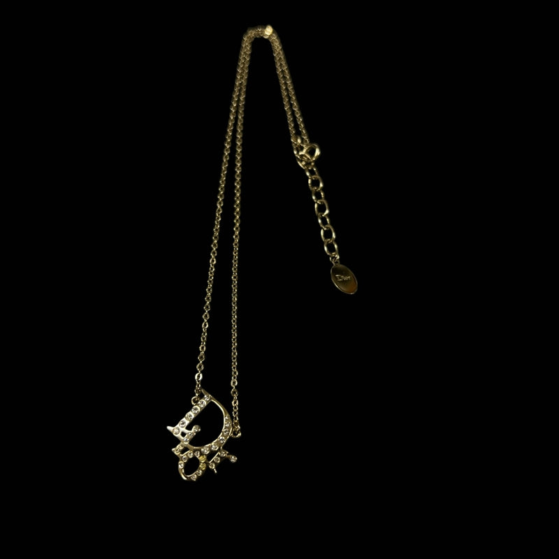 DIOR Necklace Gold Tone Alloy Rhinestone Necklace