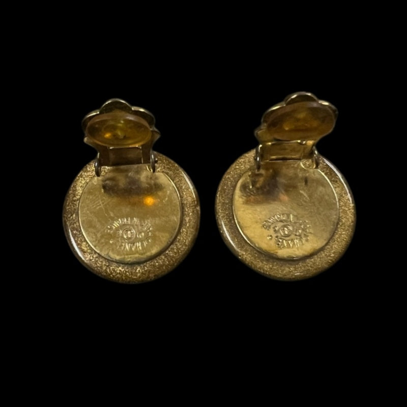 CHANEL Earrings Clover Acrylic Inlaid Velvet Clip-On Earrings