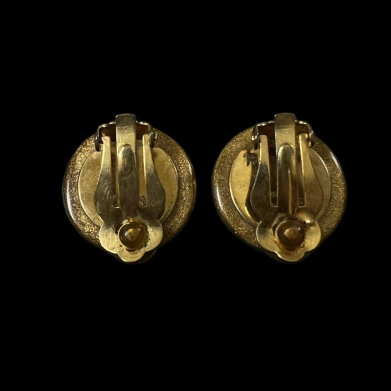 CHANEL Earrings Clover Acrylic Inlaid Velvet Clip-On Earrings