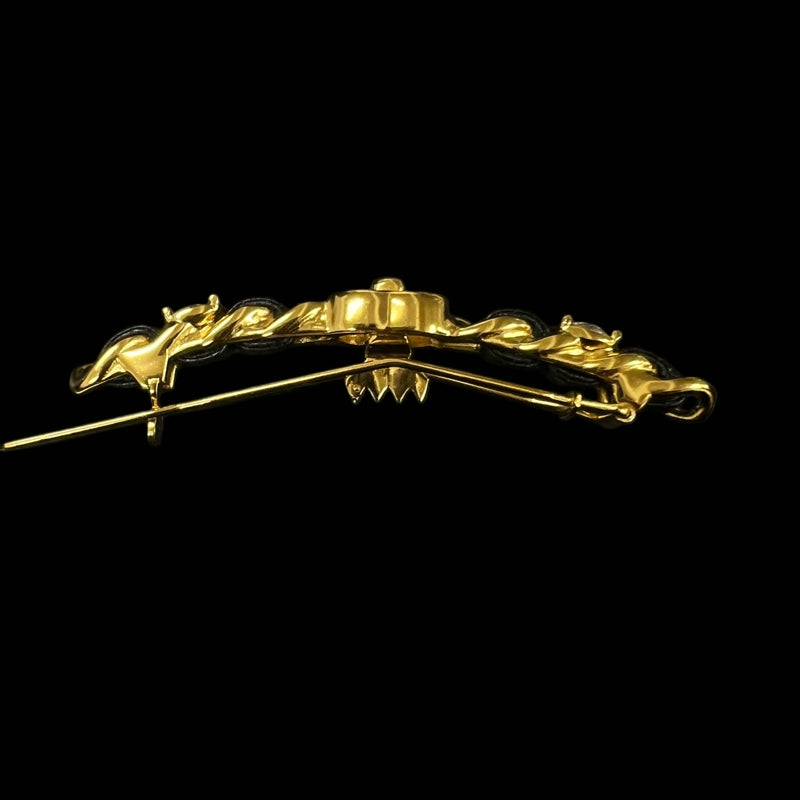 CHANEL Hair Clip Gold Hardware Black