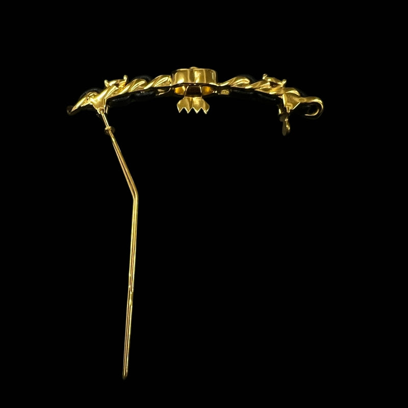 CHANEL Hair Clip Gold Hardware Black